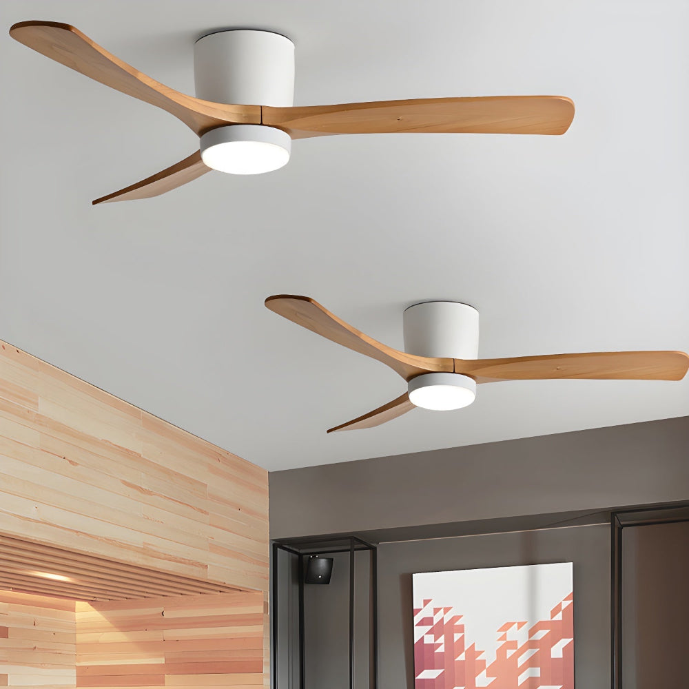 Moderne Plafondventilator Elena met Verlichting — Natuurhout & Zwart Exclusief Design | Sansoti