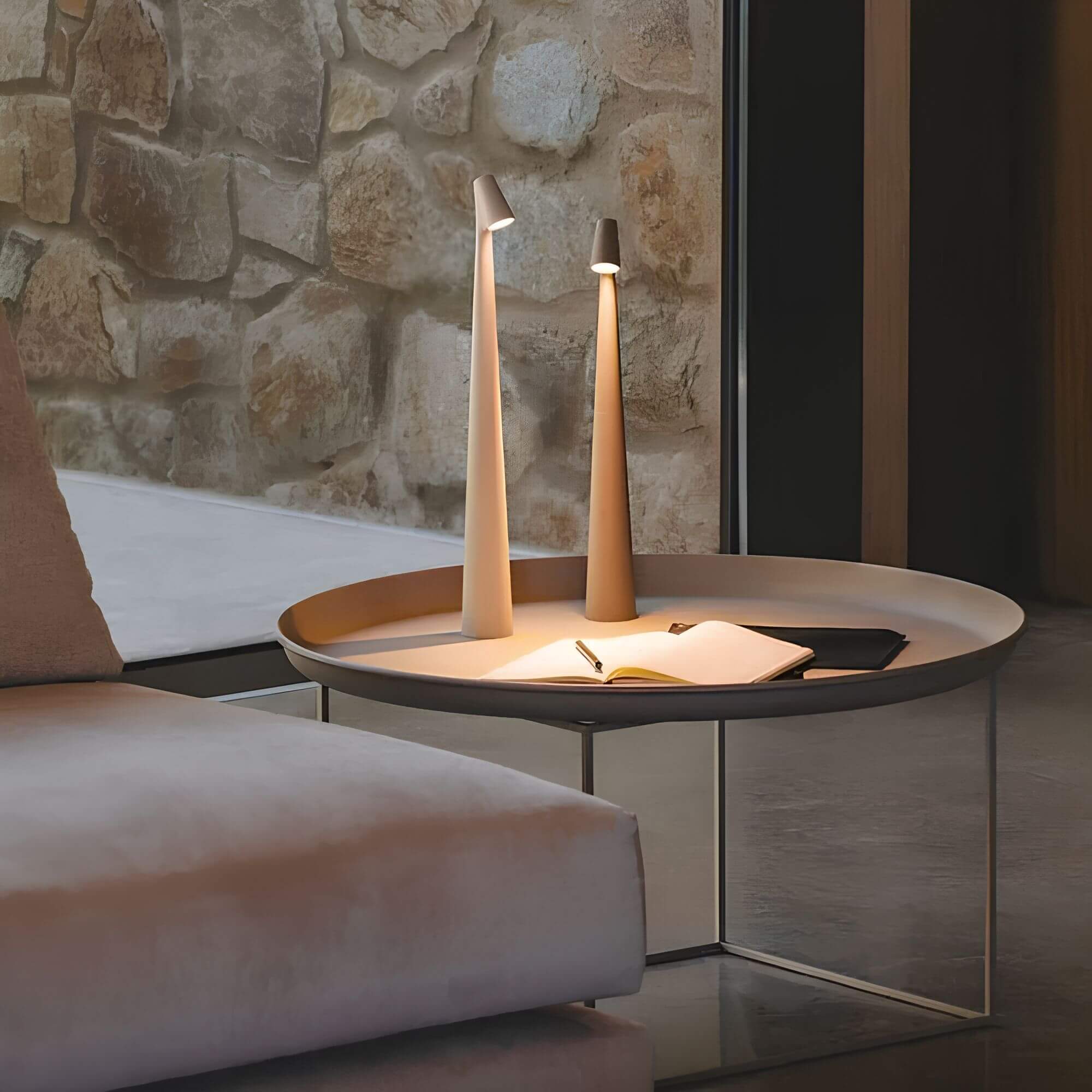 LED tafellamp dimbaar 15W zwart wit oranje modern interieur leeslamp sfeerverlichting designlamp slaapkamer woonkamer | Sansoti