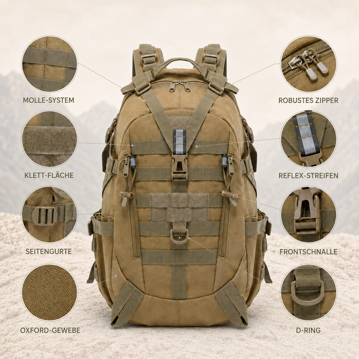 Tactical Backpack 40 Liters, Waterproof, with Laptop Compartment, Military Outdoor Hiking Backpack, Camouflage Black, Hiking | Sansoti