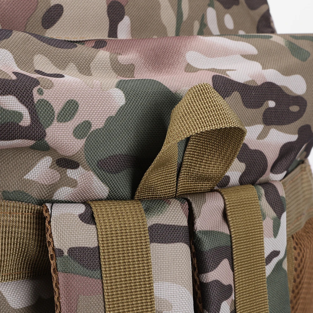 Sac à dos de trekking 80 litres avec système MOLLE ergonomique, sac à dos outdoor camouflage kaki noir pour randonnée | Sansoti
