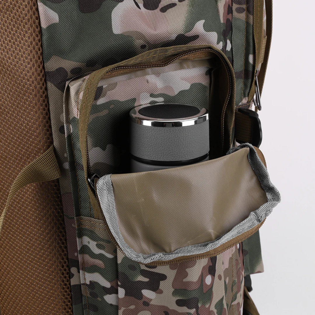 Sac à dos de trekking 80 litres avec système MOLLE ergonomique, sac à dos outdoor camouflage kaki noir pour randonnée | Sansoti