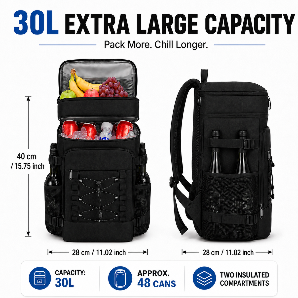 Insulated Cooler Backpack with Bottle Holders Double Compartments Thermal Insulation for Picnics Camping | Sansoti