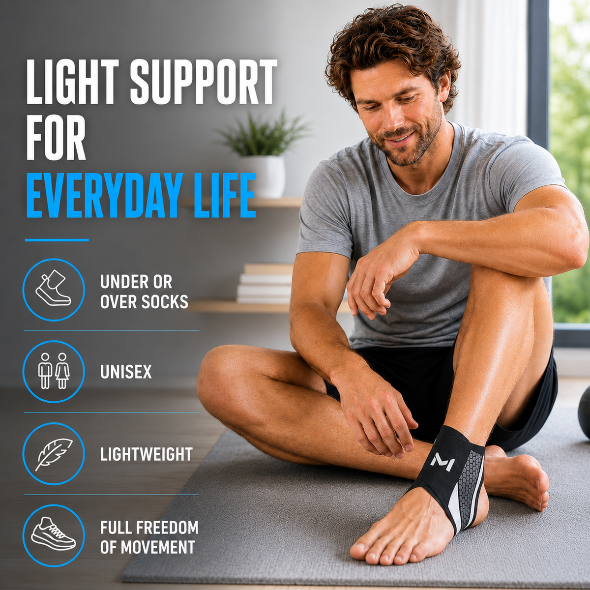 Compression Ankle Brace with Adjustable Bandage for Sports, Recovery, Injury Prevention, and Stability, Green Gray | Sansoti