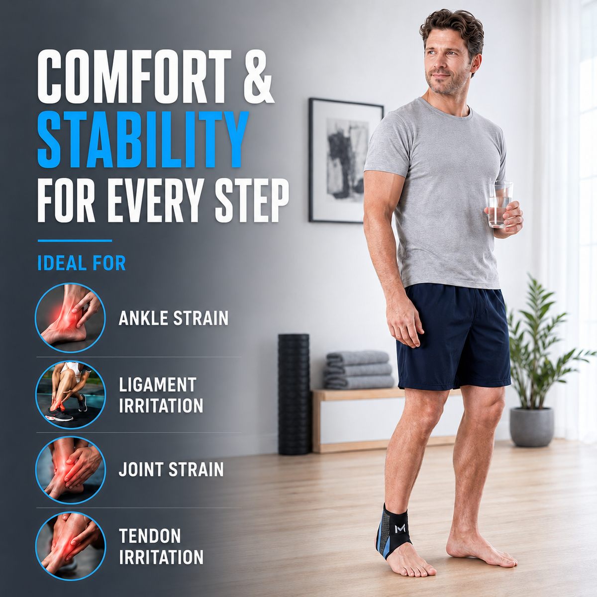 Compression Ankle Brace with Adjustable Bandage for Sports, Recovery, Injury Prevention, and Stability, Green Gray | Sansoti