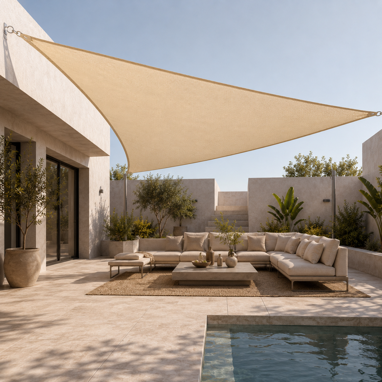 Driehoekig Schaduwzeil Waterdicht UV-Bescherming Tuin Terras Vierkant Zonwering Buiten Zonnedoek Schaduwdoek | Sansoti