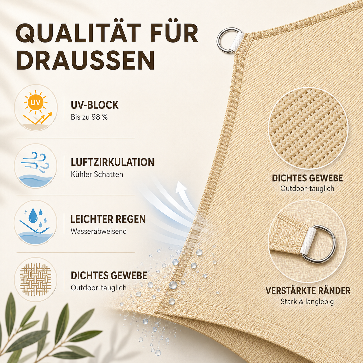 Driehoekig Schaduwzeil Waterdicht UV-Bescherming Tuin Terras Vierkant Zonwering Buiten Zonnedoek Schaduwdoek | Sansoti