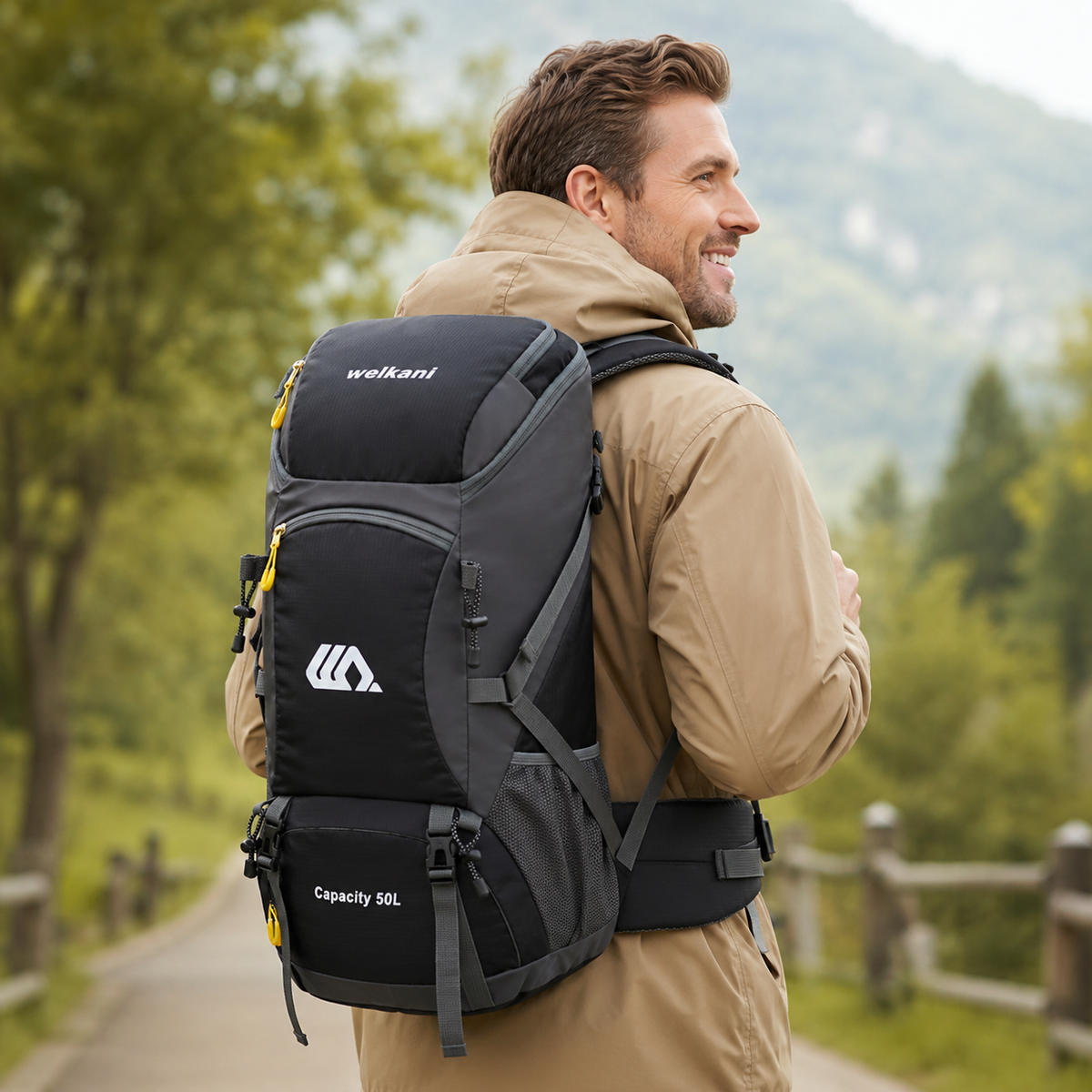 Sac à dos outdoor 50 L avec compartiment à chaussures, dos respirant, ceinture abdominale réglable et imperméable pour trekking | Sansoti