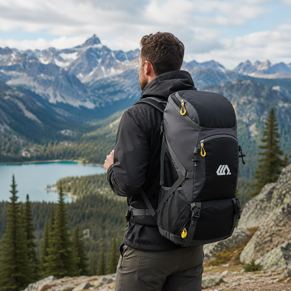 Sac à dos outdoor 50 L avec compartiment à chaussures, dos respirant, ceinture abdominale réglable et imperméable pour trekking | Sansoti