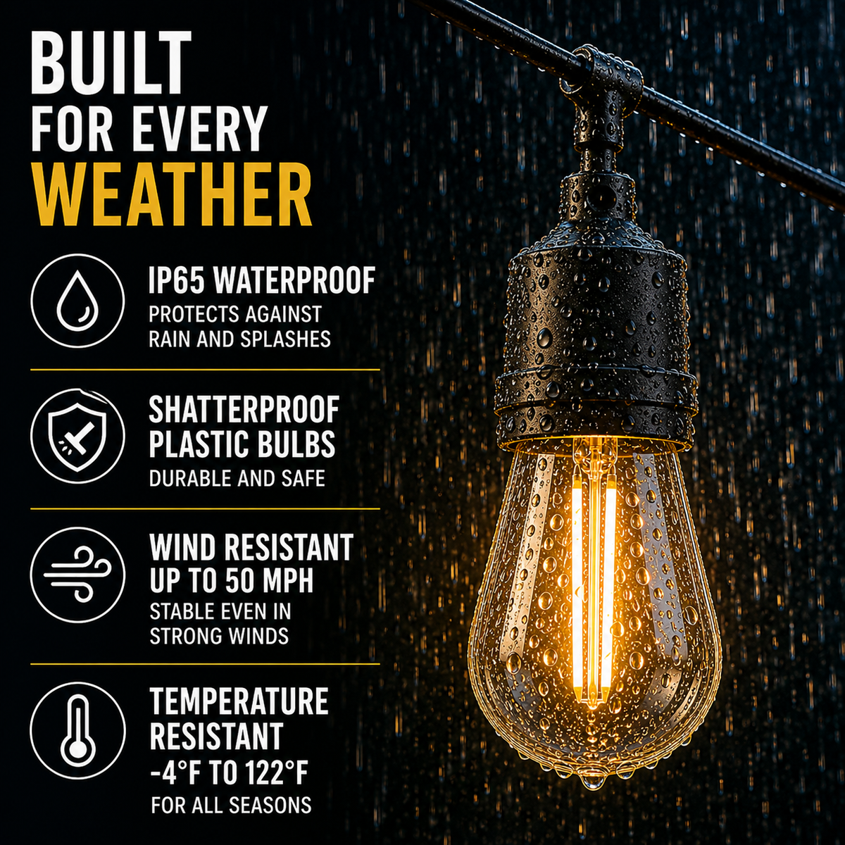 Solar-Powered Vintage Edison LED String Lights, 10 Meters, Waterproof IP65, Ambient Lighting for Garden, Patio, and Camping | Sansoti