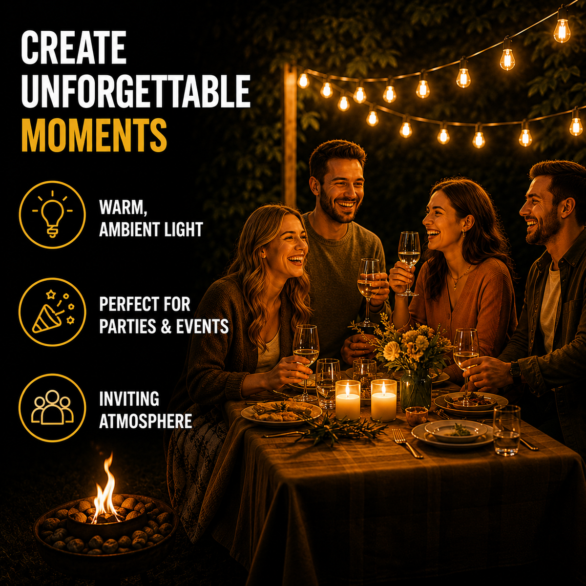 Solar-Powered Vintage Edison LED String Lights, 10 Meters, Waterproof IP65, Ambient Lighting for Garden, Patio, and Camping | Sansoti