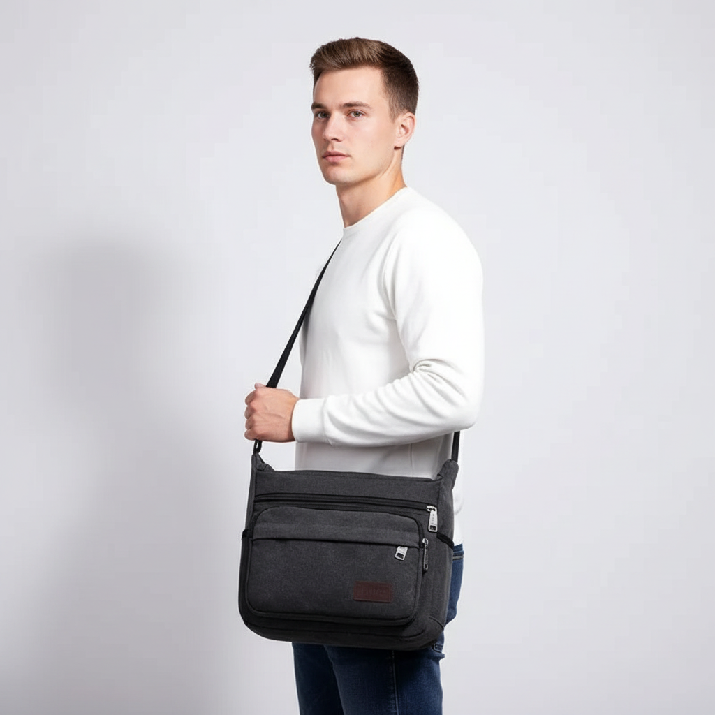 Canvas-Schultertasche, Crossbody, Vintage-Messenger, Unisex, verstellbar, Braun, Schwarz, Grün, für den täglichen Gebrauch | Sansoti