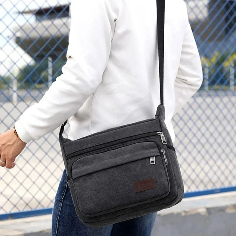 Canvas-Schultertasche, Crossbody, Vintage-Messenger, Unisex, verstellbar, Braun, Schwarz, Grün, für den täglichen Gebrauch | Sansoti