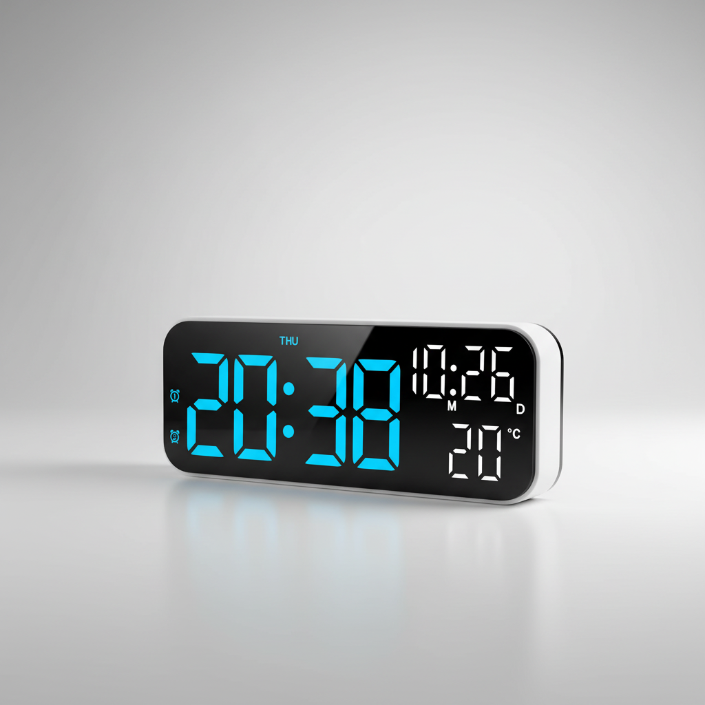 Horloge de table numérique à LED avec affichage de la température, commande vocale, alarme et réveil pour chambre, bureau et table de chevet | Sansoti