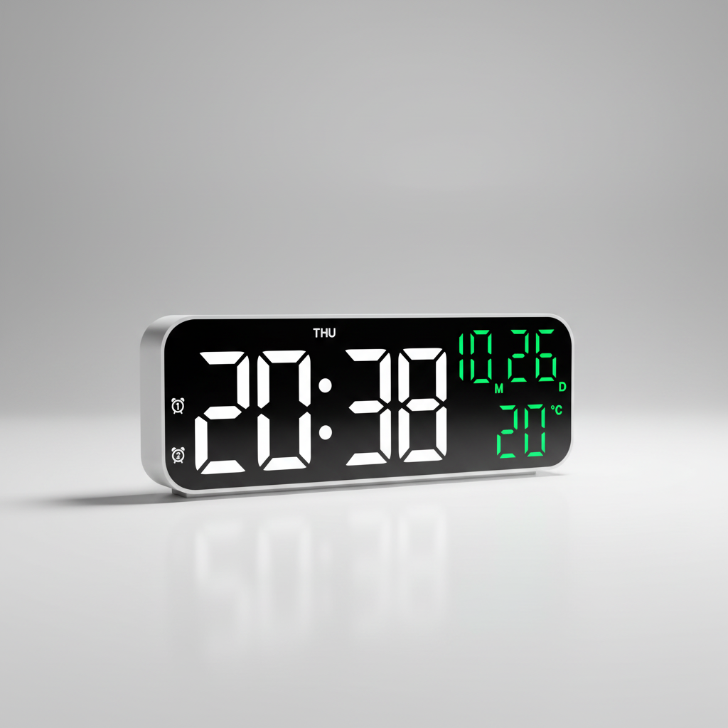 Horloge de table numérique à LED avec affichage de la température, commande vocale, alarme et réveil pour chambre, bureau et table de chevet | Sansoti