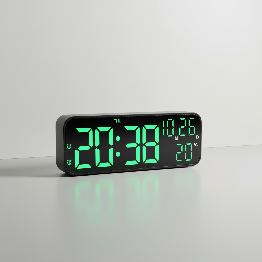Horloge de table numérique à LED avec affichage de la température, commande vocale, alarme et réveil pour chambre, bureau et table de chevet | Sansoti