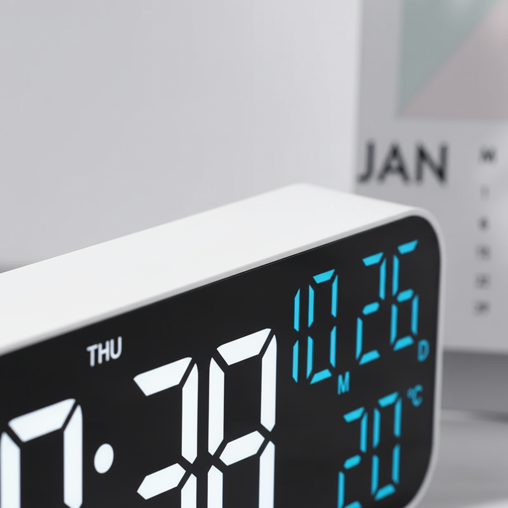 Horloge de table numérique à LED avec affichage de la température, commande vocale, alarme et réveil pour chambre, bureau et table de chevet | Sansoti