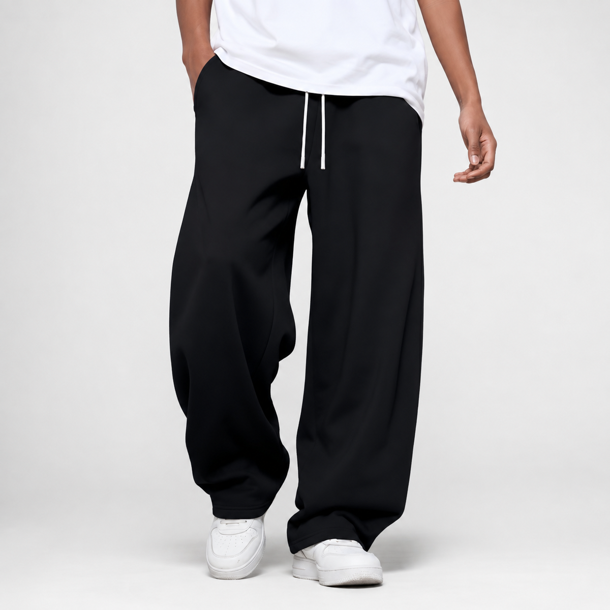 Full-Length Joggers Straight Fit Breathable Knitted Sports Trousers Drawstring Elastic Casual Women's Men's | Sansoti