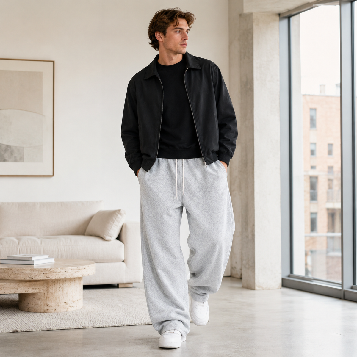 Full-Length Joggers Straight Fit Breathable Knitted Sports Trousers Drawstring Elastic Casual Women's Men's | Sansoti