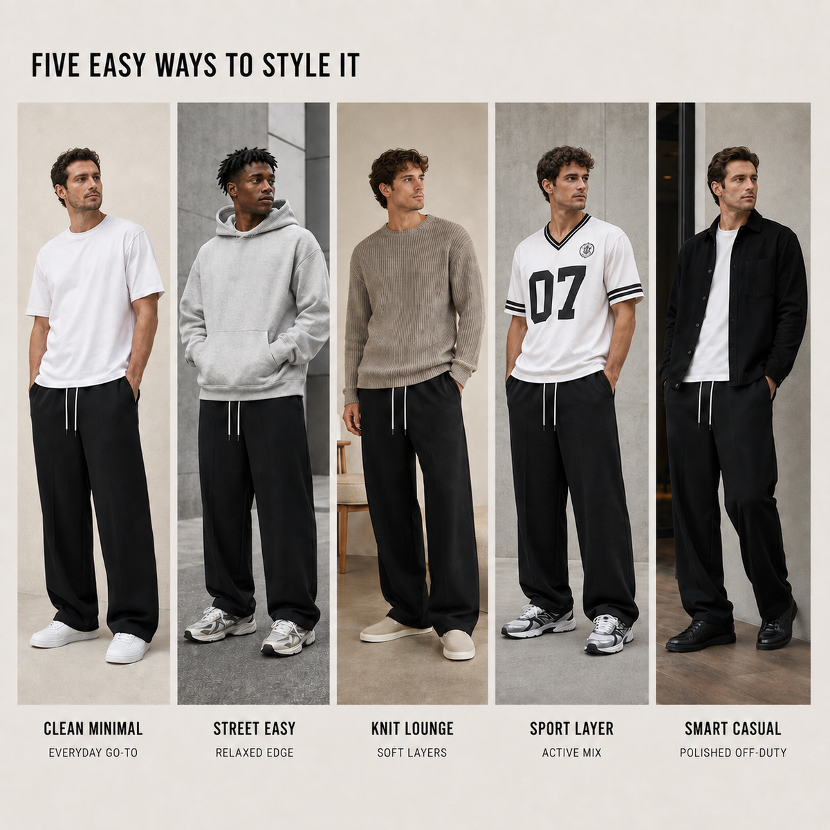 Full-Length Joggers Straight Fit Breathable Knitted Sports Trousers Drawstring Elastic Casual Women's Men's | Sansoti