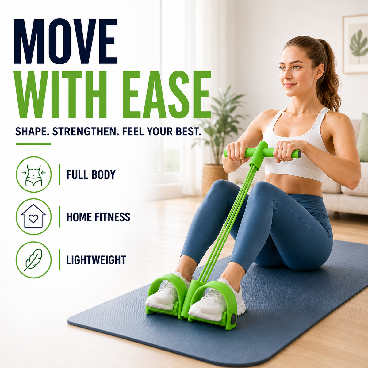 Pedaltrainer mit vier Widerstandsbändern für Bein-, Arm- und Core-Training zu Hause Sport Fitness Übung | Sansoti