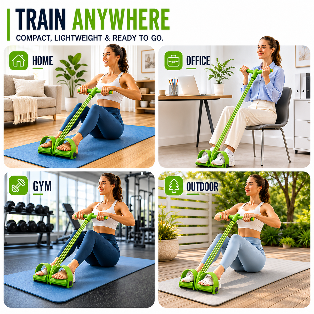 Pedaltrainer mit vier Widerstandsbändern für Bein-, Arm- und Core-Training zu Hause Sport Fitness Übung | Sansoti