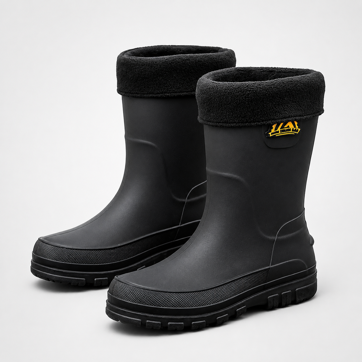 Insulated Men's Mid-Calf Rain Boots Non-Slip Waterproof Winter Boots Lined Outdoor Walking Shoes | Sansoti