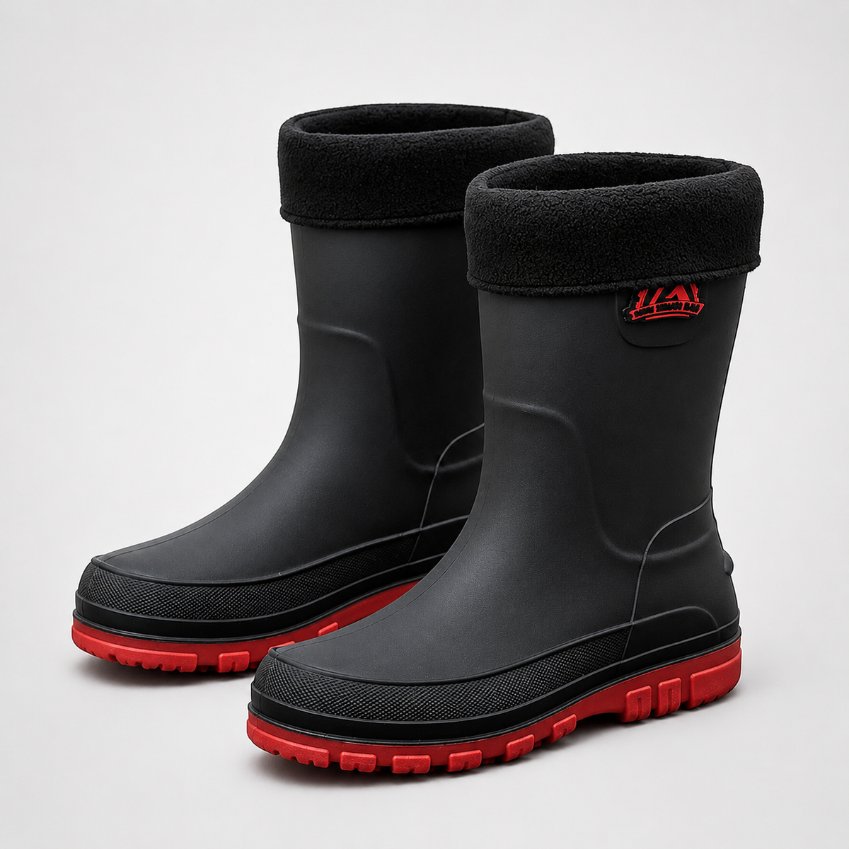 Insulated Men's Mid-Calf Rain Boots Non-Slip Waterproof Winter Boots Lined Outdoor Walking Shoes | Sansoti