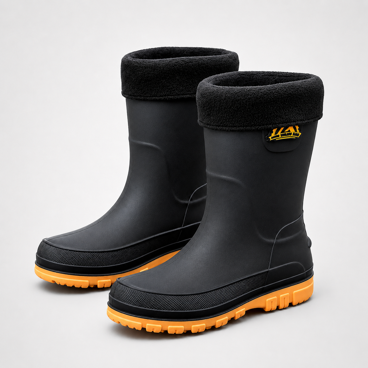 Insulated Men's Mid-Calf Rain Boots Non-Slip Waterproof Winter Boots Lined Outdoor Walking Shoes | Sansoti