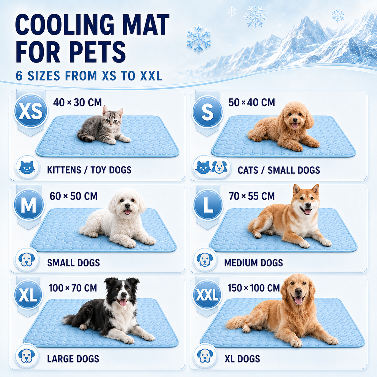 Washable Cooling Mat for Dogs and Cats 6 Sizes Breathable Cooling Cushion Pet Travel Mat Summer Cooling | Sansoti