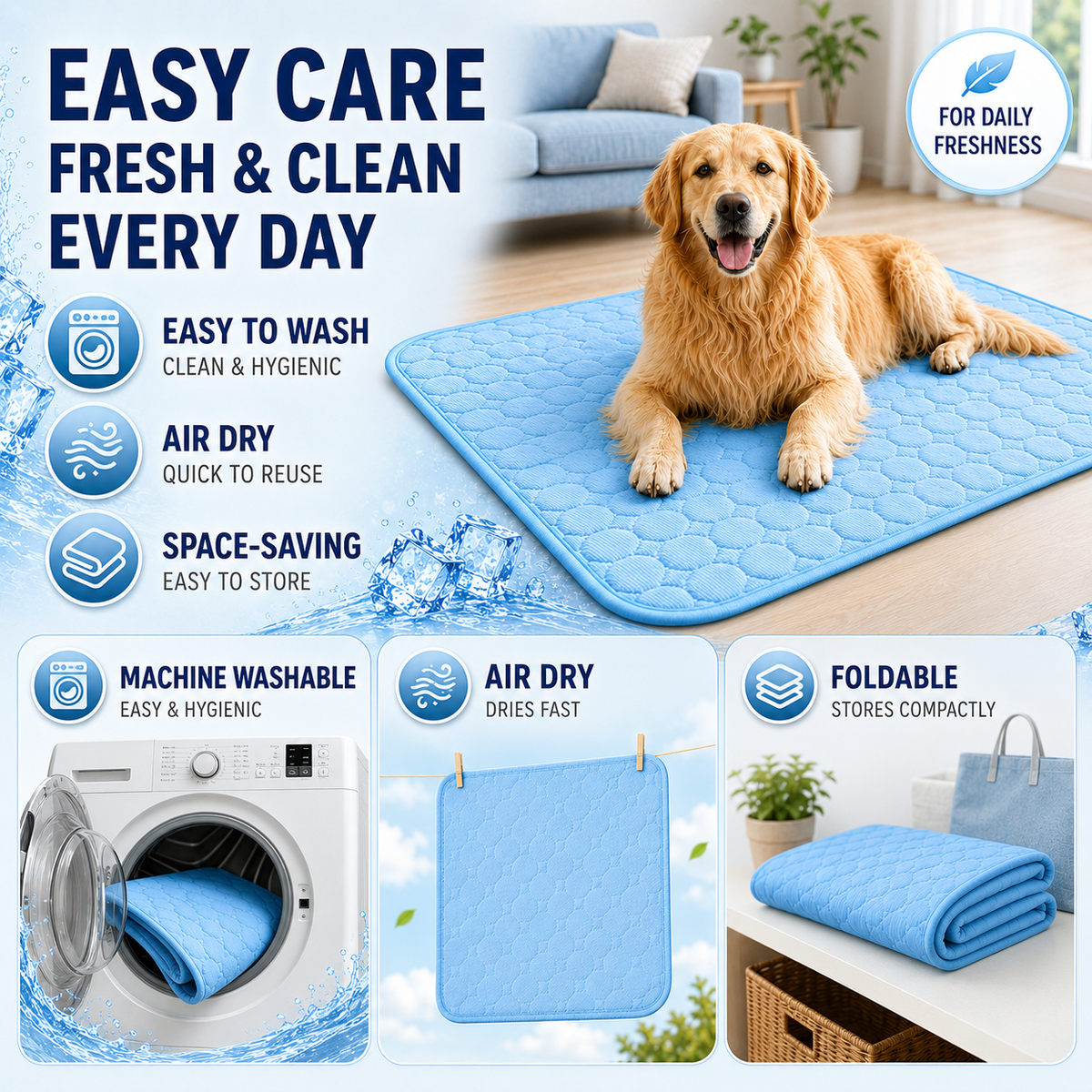 Washable Cooling Mat for Dogs and Cats 6 Sizes Breathable Cooling Cushion Pet Travel Mat Summer Cooling | Sansoti