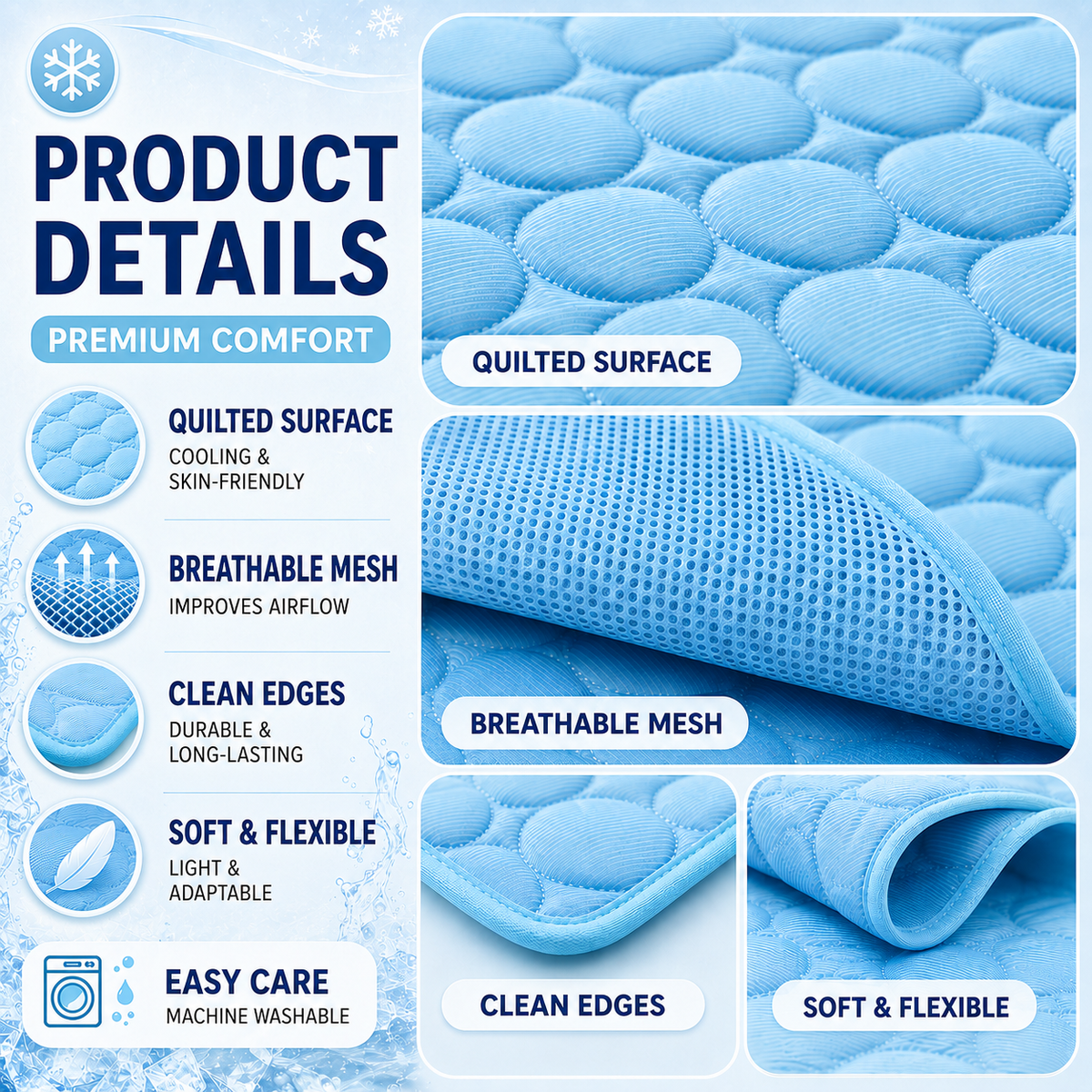 Washable Cooling Mat for Dogs and Cats 6 Sizes Breathable Cooling Cushion Pet Travel Mat Summer Cooling | Sansoti