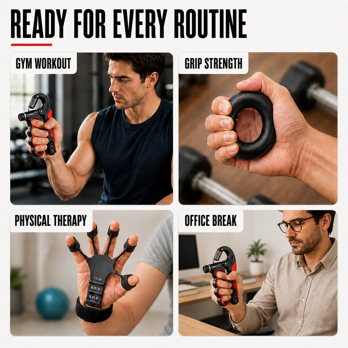 Adjustable Metal Hand Gripper Grip Strengthener Fitness Strength Training Rehabilitation Forearm Training Muscle Building | Sansoti