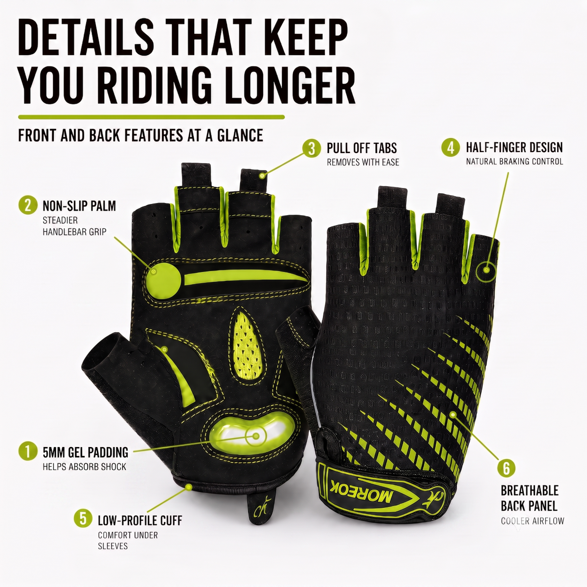 Fietshandschoenen Halfvinger met Gel Demping Ademend Antislip Comfort voor Mountainbike Racefiets MTB Wielrennen | Sansoti