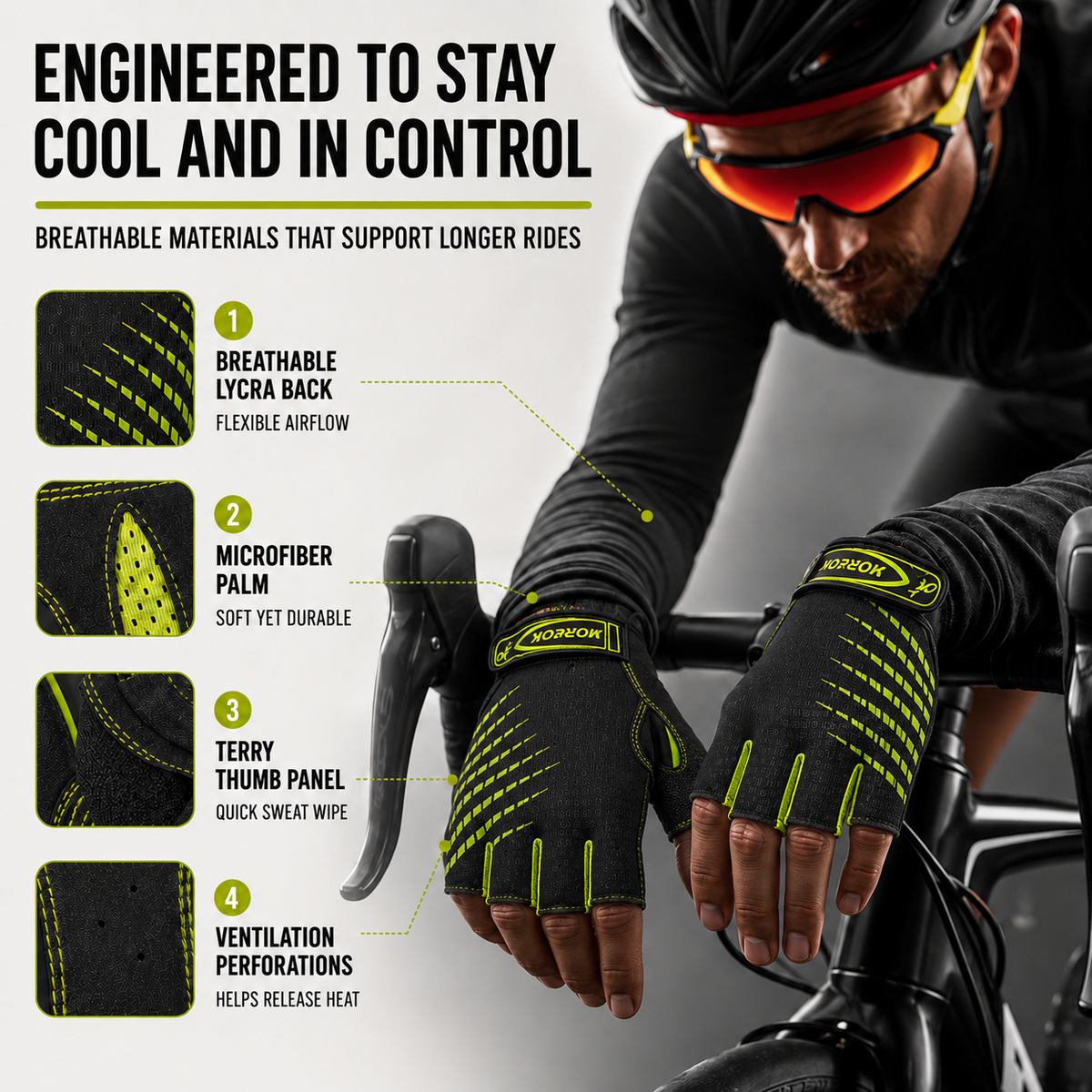 Fietshandschoenen Halfvinger met Gel Demping Ademend Antislip Comfort voor Mountainbike Racefiets MTB Wielrennen | Sansoti