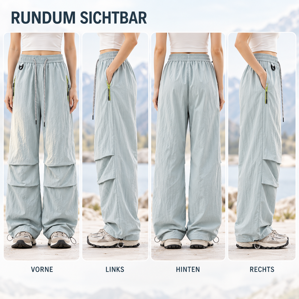 Wasserdichte Wanderhose für Damen mit elastischem Bund, verstellbaren Hosenbeinen, atmungsaktiv, für Outdoor, Hiking und Trekking | Sansoti