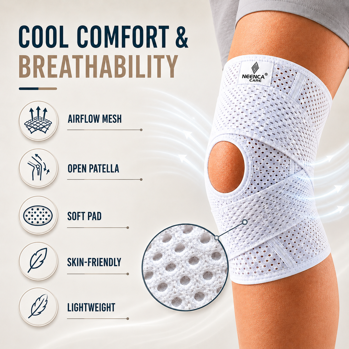 Adjustable Knee Brace with Side Stabilizers Breathable Mesh Joint Protection Sports Running Fitness | Sansoti