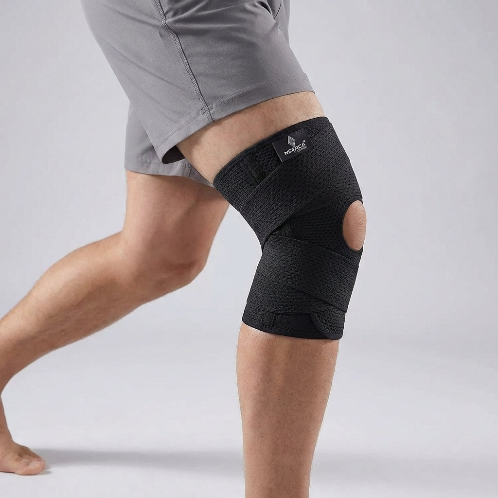 Adjustable Knee Brace with Side Stabilizers Breathable Mesh Joint Protection Sports Running Fitness | Sansoti