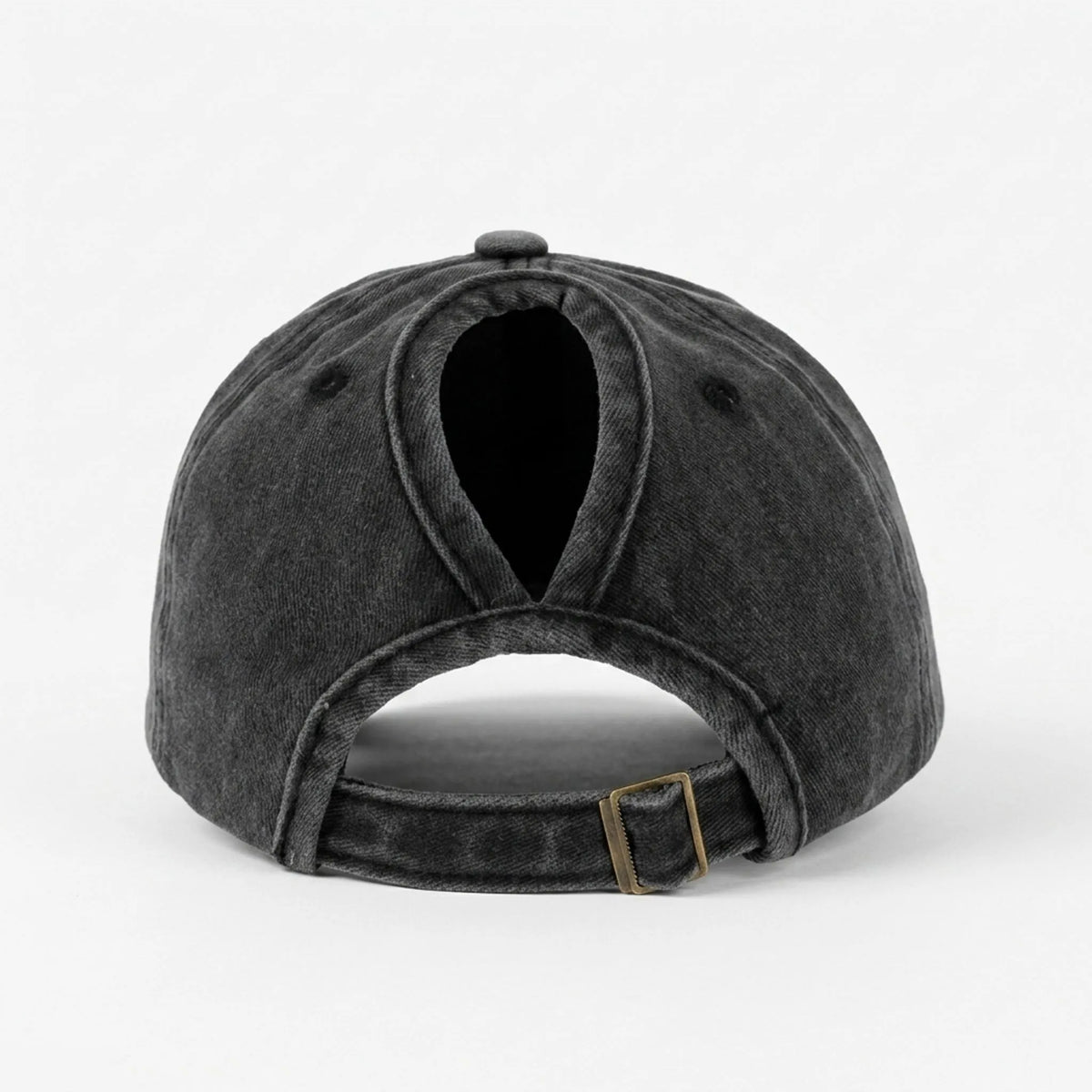 Cotton Cap with Ponytail Opening Adjustable Vintage Baseball Cap Washed Look Sporty Women's | Sansoti