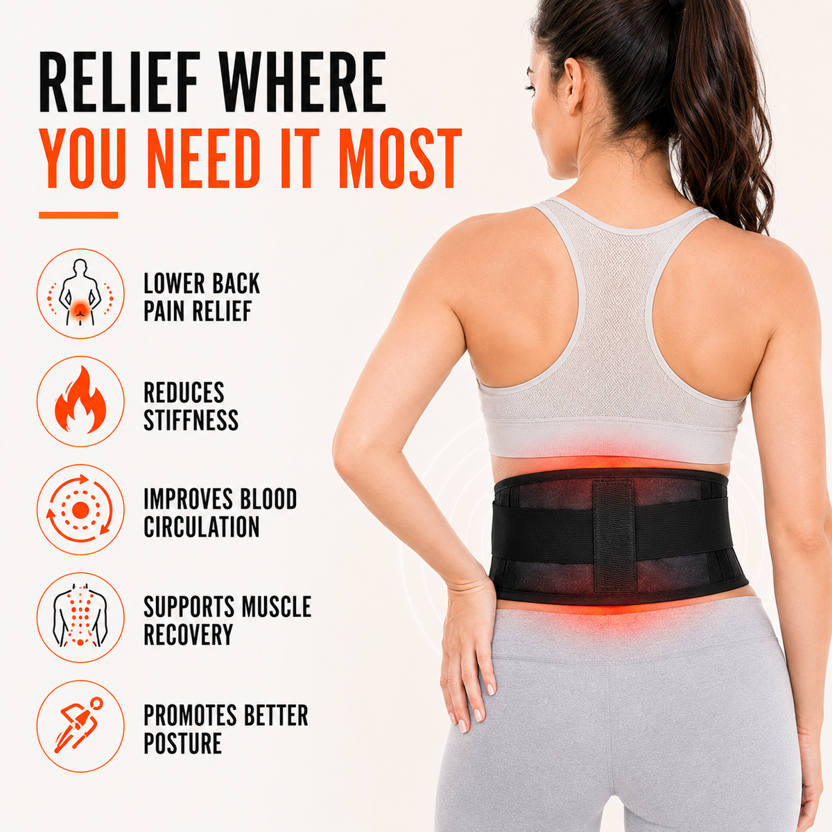 Verstelbare Lumbale Steungordel met Warmtefunctie Magnetische Therapie voor Rugcomfort en Pijnverlichting | Sansoti