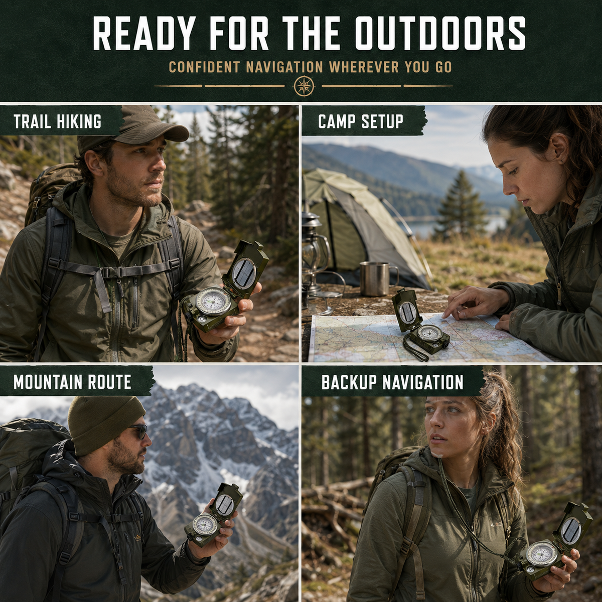 Folding Sighting Compass for Hiking, Camping, Outdoor Navigation, Emergency Tool, Precision, Waterproof | Sansoti