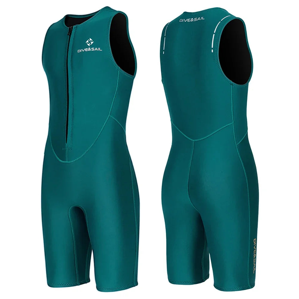 Ärmelloser Shorty-Neoprenanzug 2 mm für Wärme beim Schwimmen, Surfen, Schnorcheln und Tauchen in gemäßigten Gewässern | Sansoti