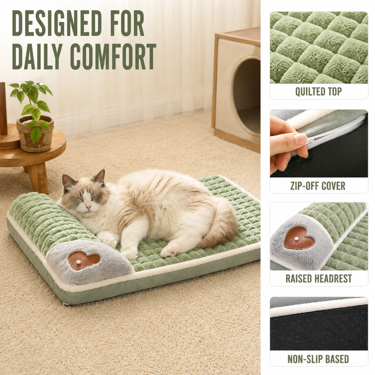 Orthopedic Pet Bed Mat Memory Foam Dog Cat Removable Washable Non-Slip Comfort Sleeping Place XL | Sansoti
