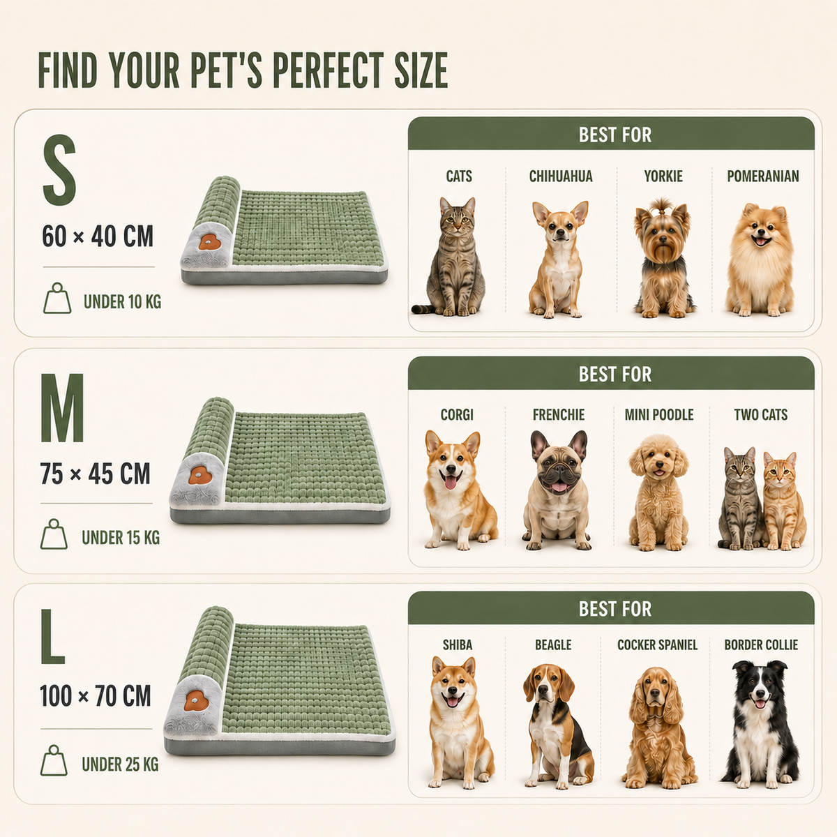 Orthopedic Pet Bed Mat Memory Foam Dog Cat Removable Washable Non-Slip Comfort Sleeping Place XL | Sansoti