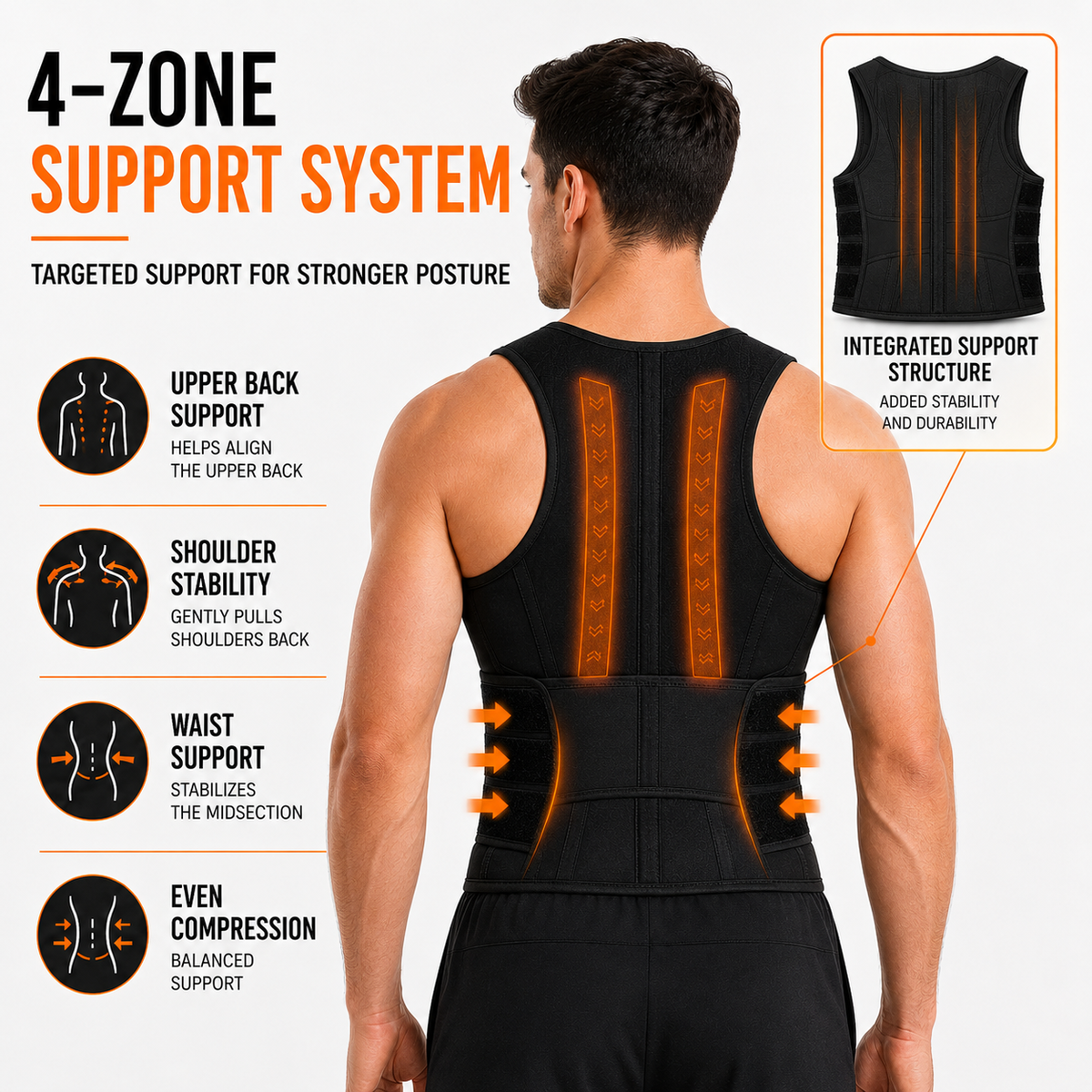 Adjustable Posture Corrector with Clavicle Support and Lumbar Band for an Ergonomically Straight Back | Sansoti