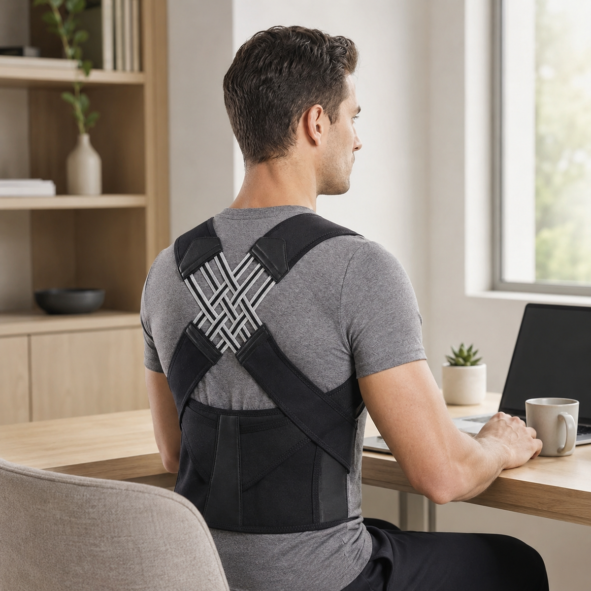 Adjustable Back Brace for Full Back Support, Posture Correction, Breathable, Comfortable, Daily Use | Sansoti