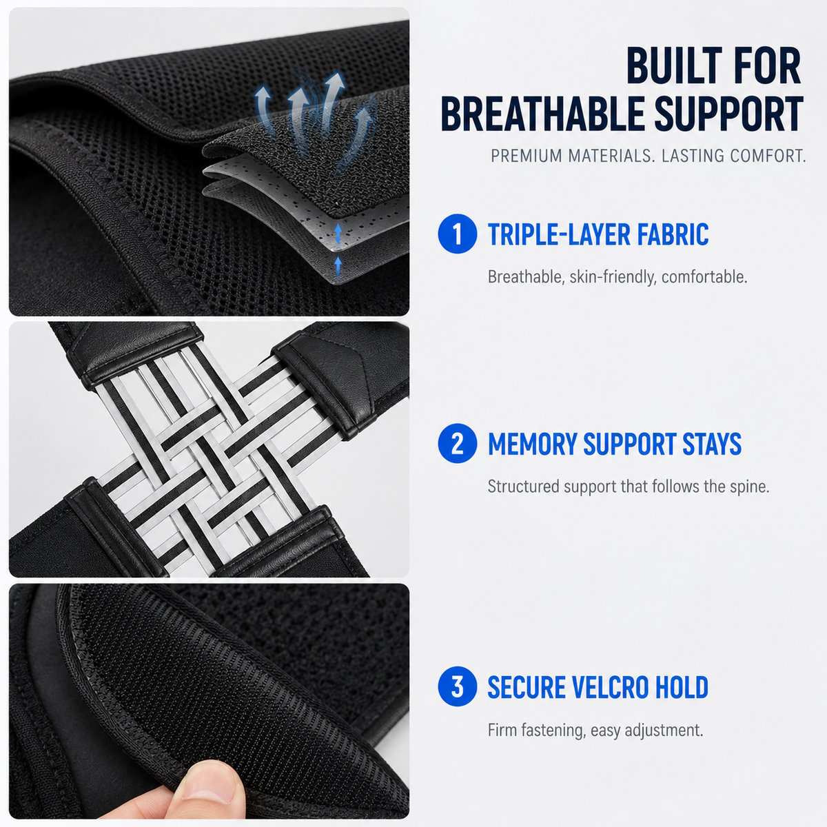 Adjustable Back Brace for Full Back Support, Posture Correction, Breathable, Comfortable, Daily Use | Sansoti