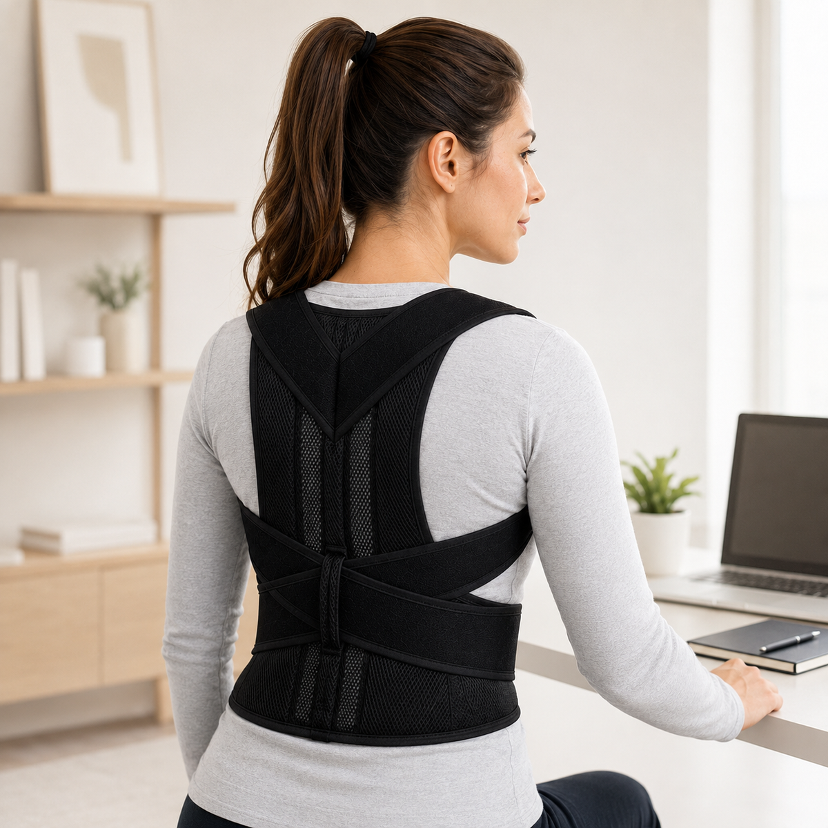 Adjustable Unisex Posture Corrector Back Support Bandage Lumbar Support Breathable Comfortable Daily Use | Sansoti