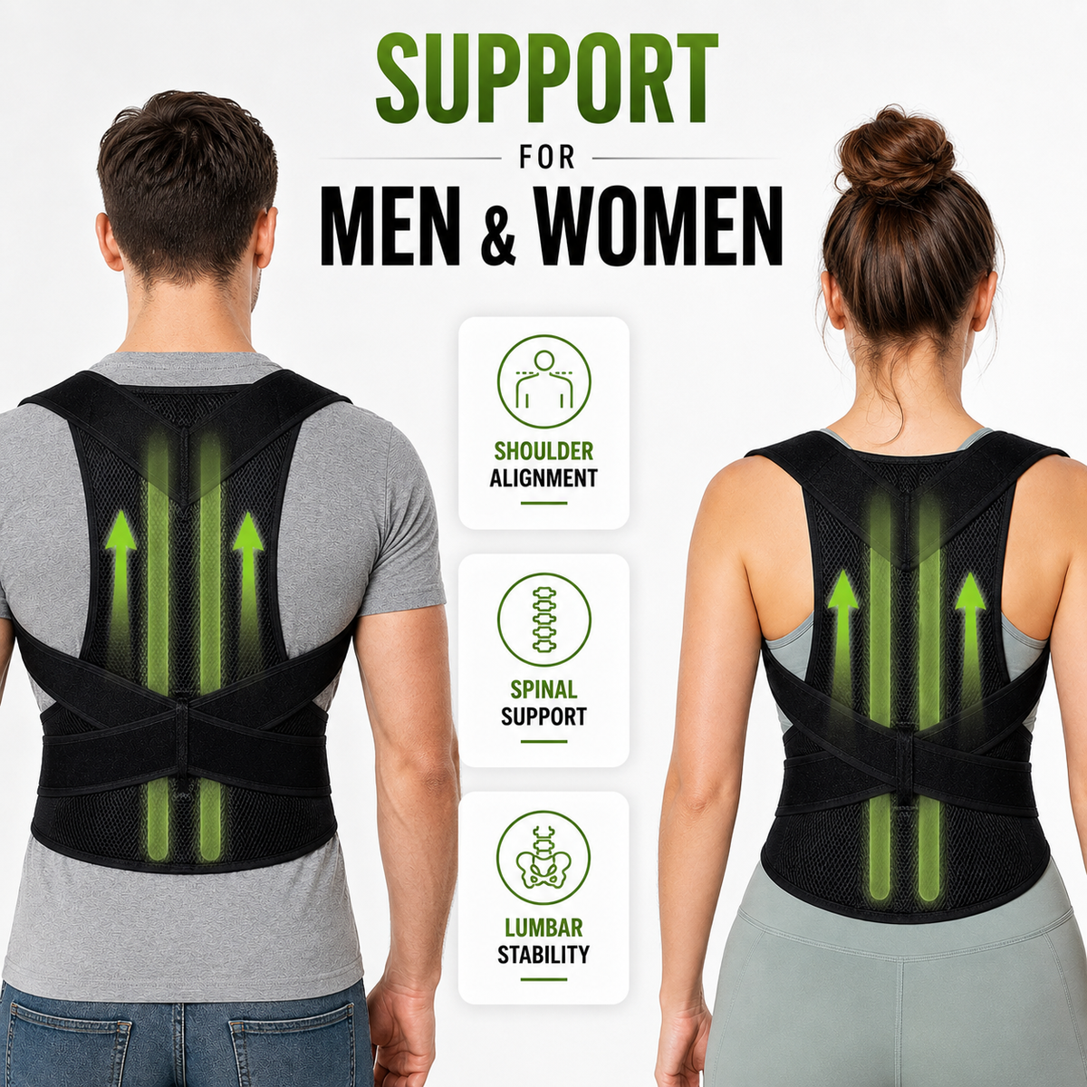 Adjustable Unisex Posture Corrector Back Support Bandage Lumbar Support Breathable Comfortable Daily Use | Sansoti