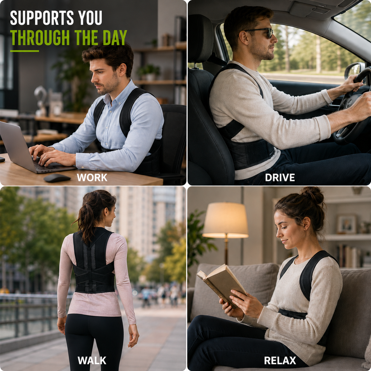 Adjustable Unisex Posture Corrector Back Support Bandage Lumbar Support Breathable Comfortable Daily Use | Sansoti