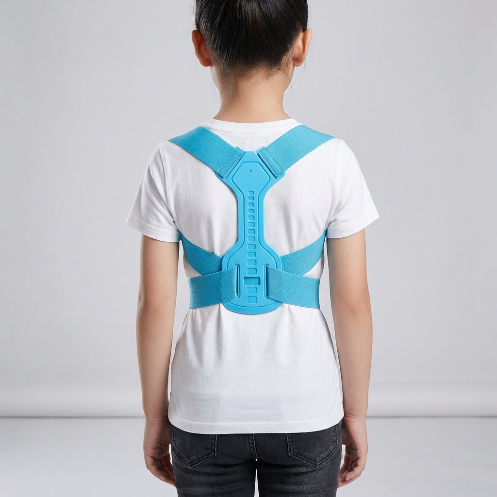 Adjustable Posture Correction Back Support for Children Breathable Polyester Posture Support Ages 5-14 Blue Pink | Sansoti